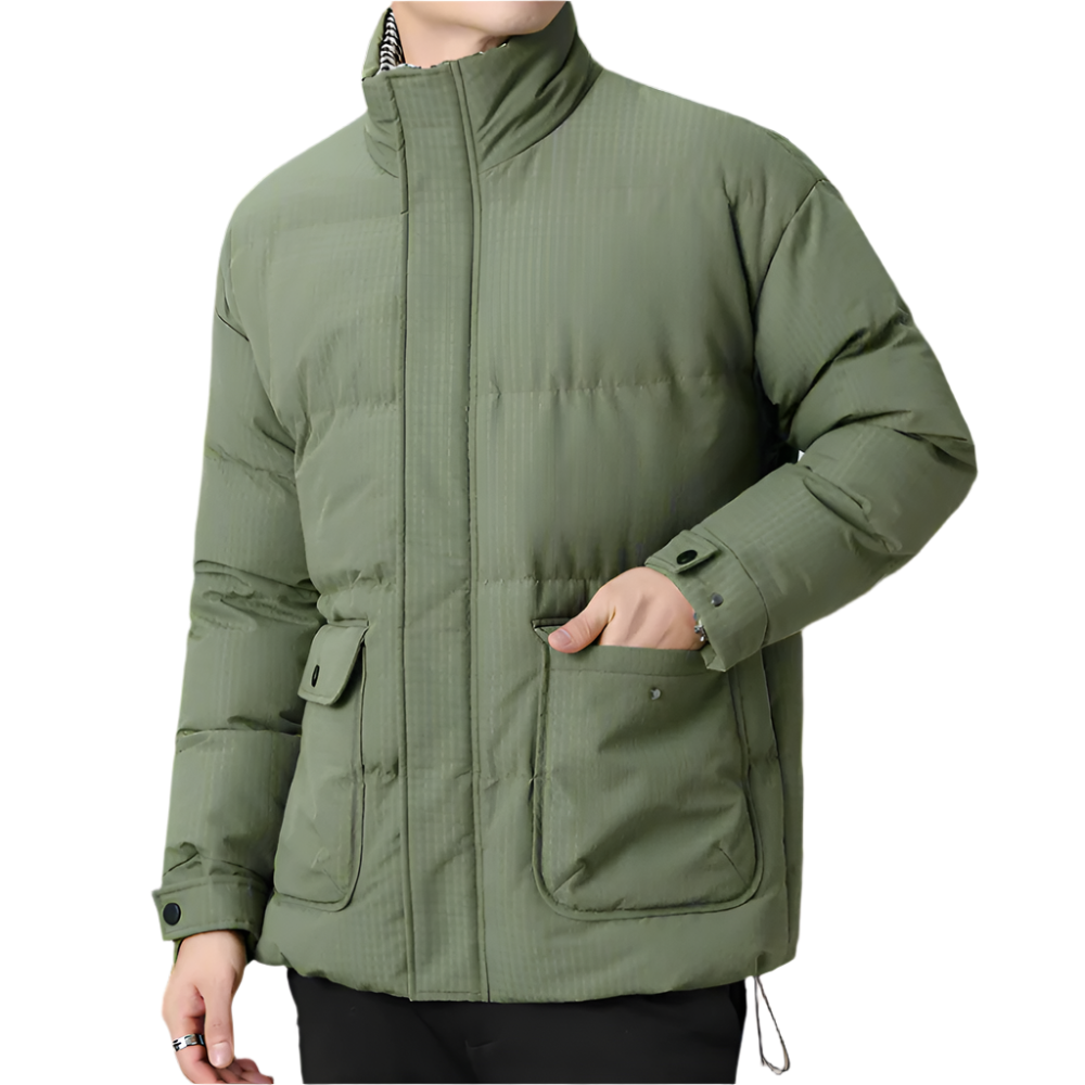 Men Jackets Mens Houndstooth Kining Puffer Jacket ONMC241030B2C3-KHK-M 136 $ Coats Onetify Stew's Incense