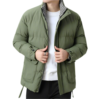 Men Jackets Mens Houndstooth Kining Puffer Jacket ONMC241030B2C3-KHK-M 136 $ Coats Onetify Stew's Incense