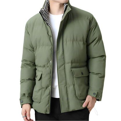 Men Jackets Mens Houndstooth Kining Puffer Jacket ONMC241030B2C3-KHK-M 136 $ Coats Onetify Stew's Incense