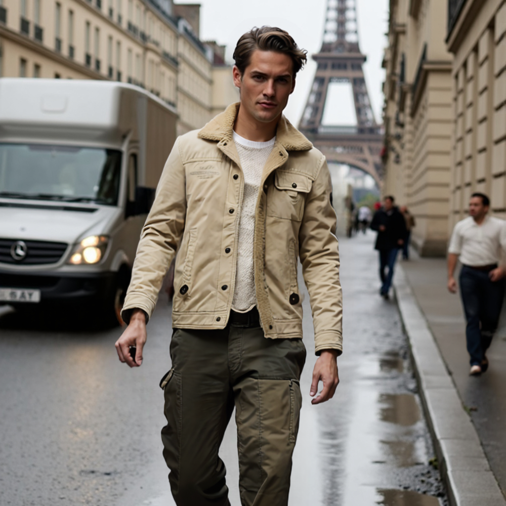 Men Jackets Mens Winter Army Short Jacket OPMC1021E5-BGE-S 136 $ Coats Onetify Stew's Incense