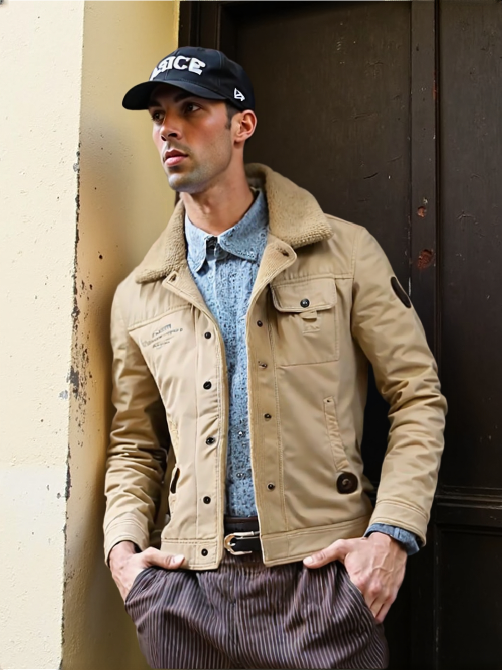 Men Jackets Mens Winter Army Short Jacket OPMC1021E5-BGE-S 136 $ Coats Onetify Stew's Incense