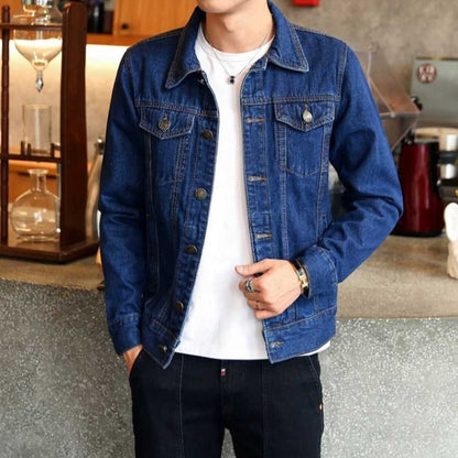 Denim Jackets Men Classic Dual Pocket Denim Jean Jacket OPMJ06301A-BLU-XS 69 $ Coats Onetify Stew's Incense