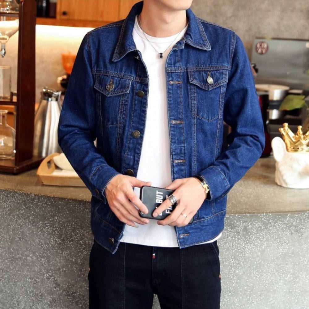 Denim Jackets Men Classic Dual Pocket Denim Jean Jacket OPMJ06301A-BLU-XS 69 $ Coats Onetify Stew's Incense