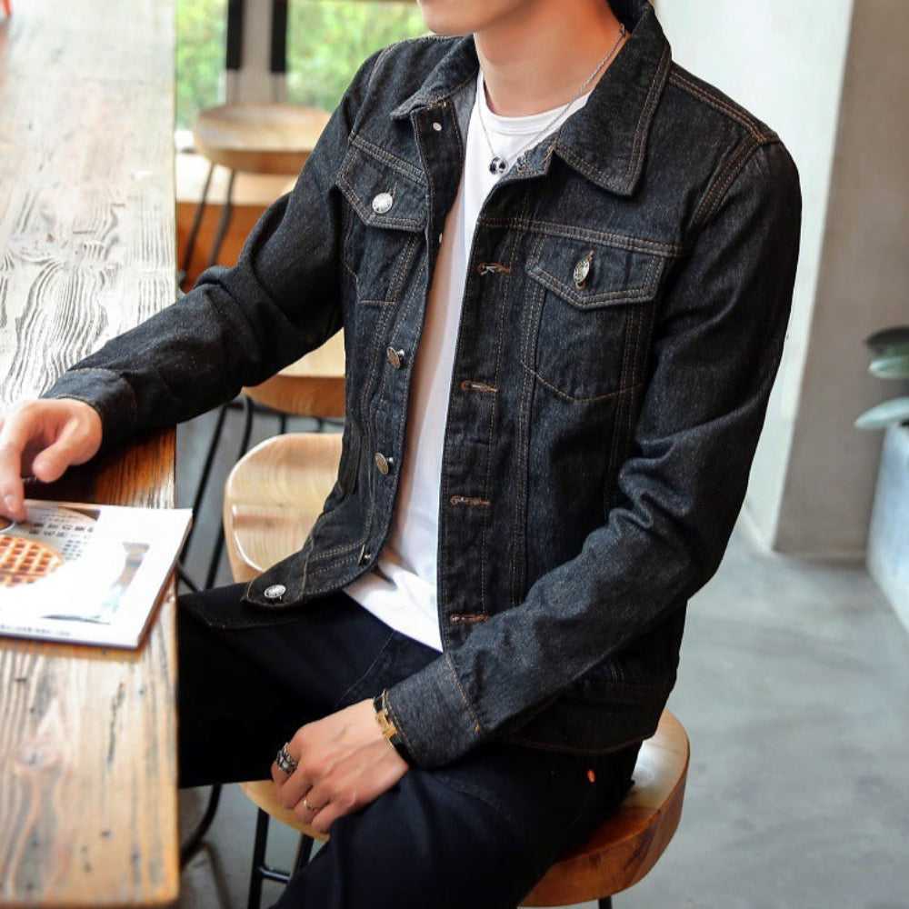 Denim Jackets Men Classic Dual Pocket Denim Jean Jacket OPMJ06301A-BLU-XS 69 $ Coats Onetify Stew's Incense