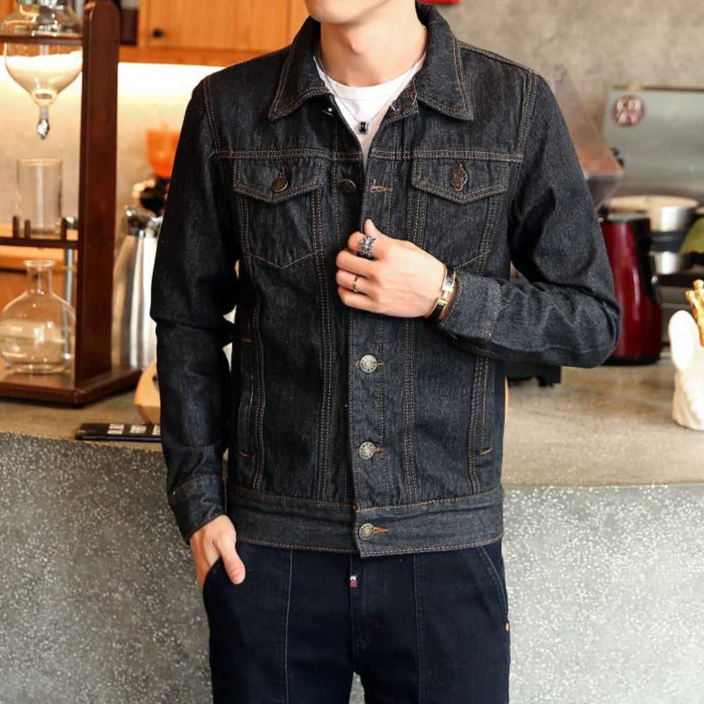 Denim Jackets Men Classic Dual Pocket Denim Jean Jacket OPMJ06301A-BLU-XS 69 $ Coats Onetify Stew's Incense