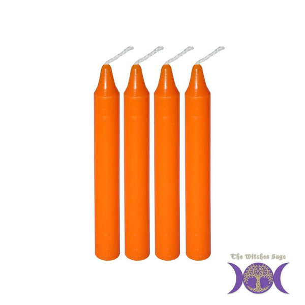 Candle Mini Ritual Candle - Orange (Set of 4) 81531 2 $ The Witches Sage LLC Stew's Incense