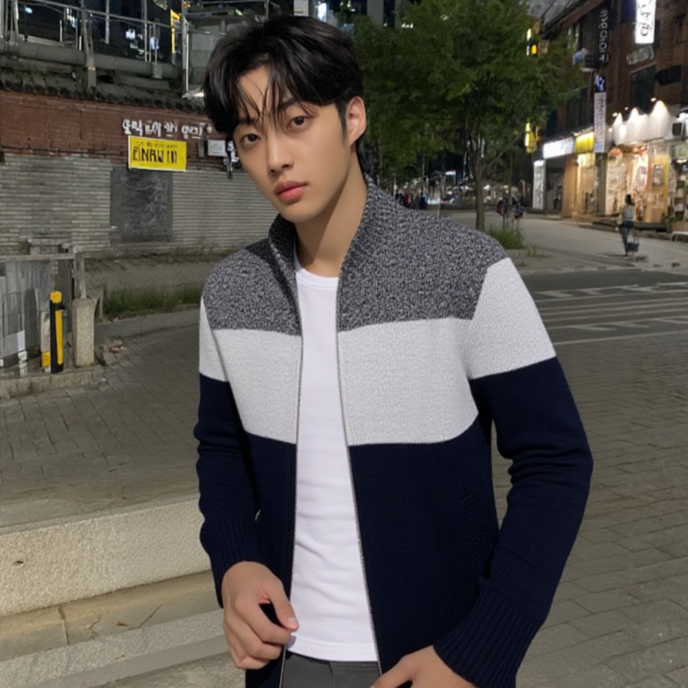 Men Sweaters and Cardigans Mens Color Block Zipper Cardigan PL1006M3C-DGRY-S 49 $ Coats Onetify Stew's Incense