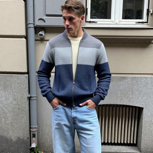 Men Sweaters and Cardigans Mens Color Block Zipper Cardigan PL1006M3C-DGRY-S 49 $ Coats Onetify Stew's Incense