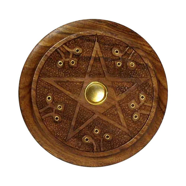 Incense Burner Pentacle Wooden Burner 5" 619 7 $ Shop All The Witches Sage LLC Stew's Incense