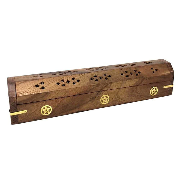 Incense Holder Pentacle Wooden Coffin Box Burner WBR74 7 $ Shop All The Witches Sage LLC Stew's Incense