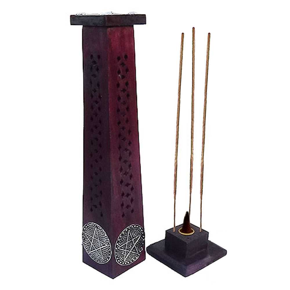 Incense Burner Carved Wooden Pentacle Tower Incense Burner 807P 9 $ The Witches Sage LLC Stew's Incense