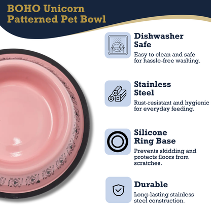 Bowl Non-Skid Boho Stainless Steel Dog Bowl – with Whimsical Unicorn Design, Silicone Base for Medium Dogs – 24oz BWL005 12 $ Pet Lovers Store American Pet Supplies Stew's Incense