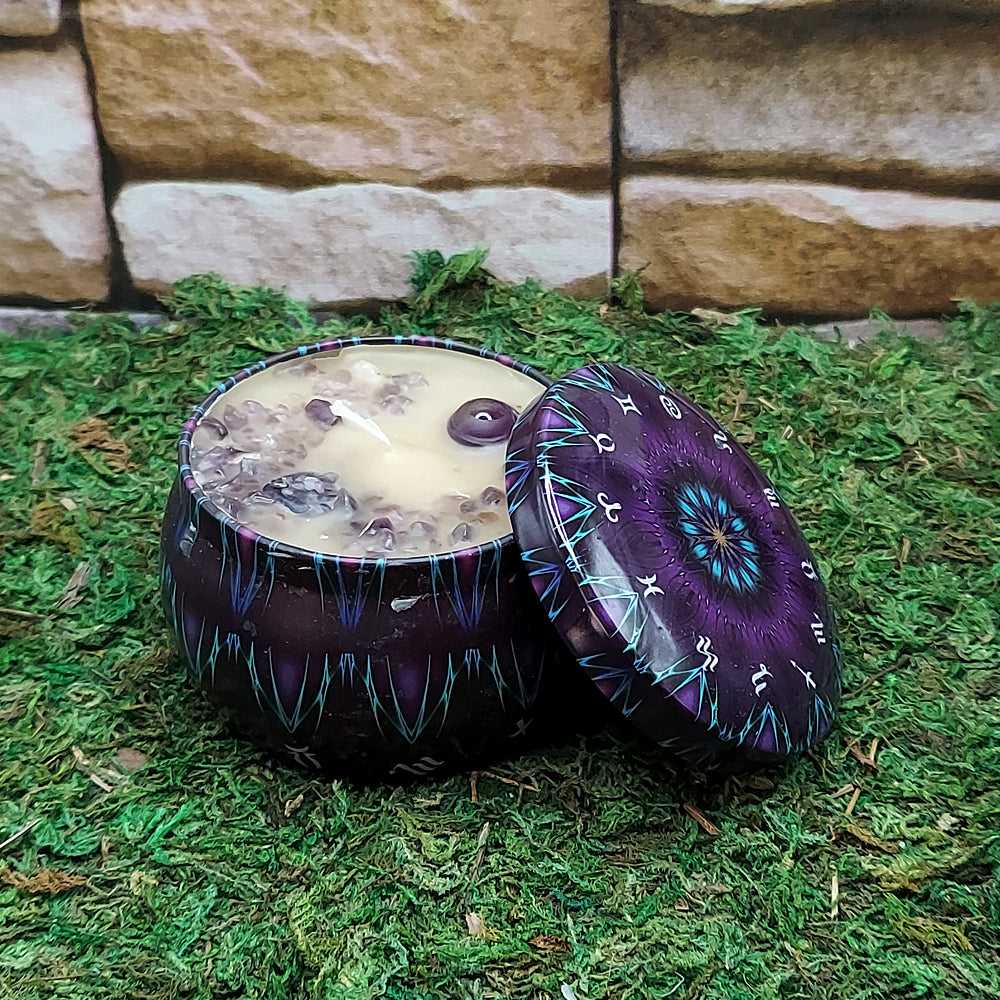 Candle Ritual Tin Candle w/Crystals 42253A 15 $ Shop All The Witches Sage LLC Stew's Incense