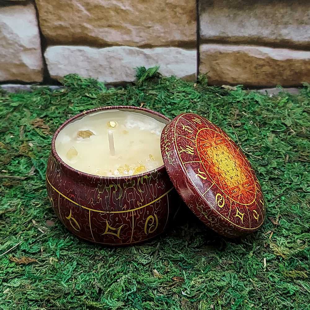 Candle Ritual Tin Candle w/Crystals 42253A 15 $ Shop All The Witches Sage LLC Stew's Incense