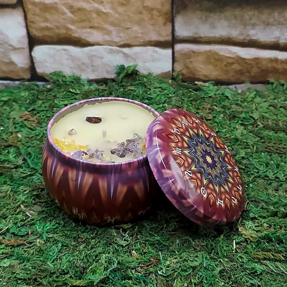 Candle Ritual Tin Candle w/Crystals 42253A 15 $ Shop All The Witches Sage LLC Stew's Incense