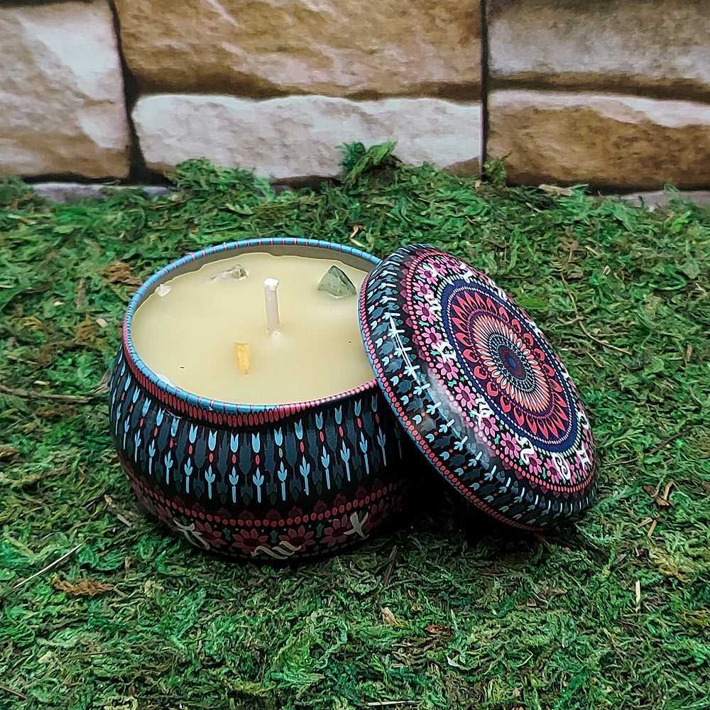 Candle Ritual Tin Candle w/Crystals 42253A 15 $ Shop All The Witches Sage LLC Stew's Incense