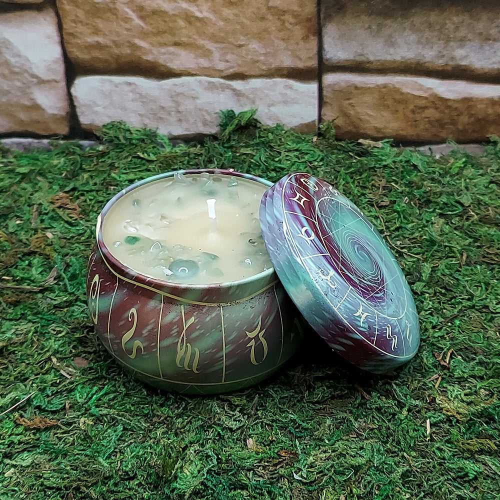 Candle Ritual Tin Candle w/Crystals 42253A 15 $ Shop All The Witches Sage LLC Stew's Incense