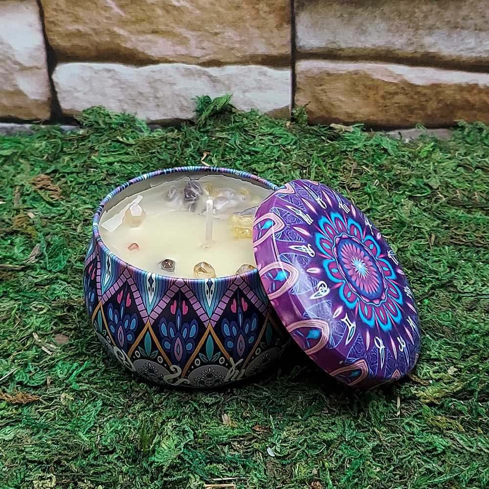 Candle Ritual Tin Candle w/Crystals 42253A 15 $ Shop All The Witches Sage LLC Stew's Incense