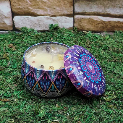 Candle Ritual Tin Candle w/Crystals 42253A 15 $ Shop All The Witches Sage LLC Stew's Incense