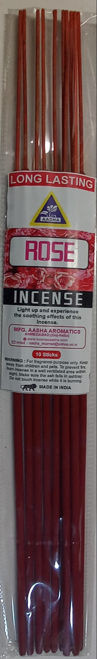 Aasha Rose Jumbo Incense Sticks-19 Inch-10 Sticks