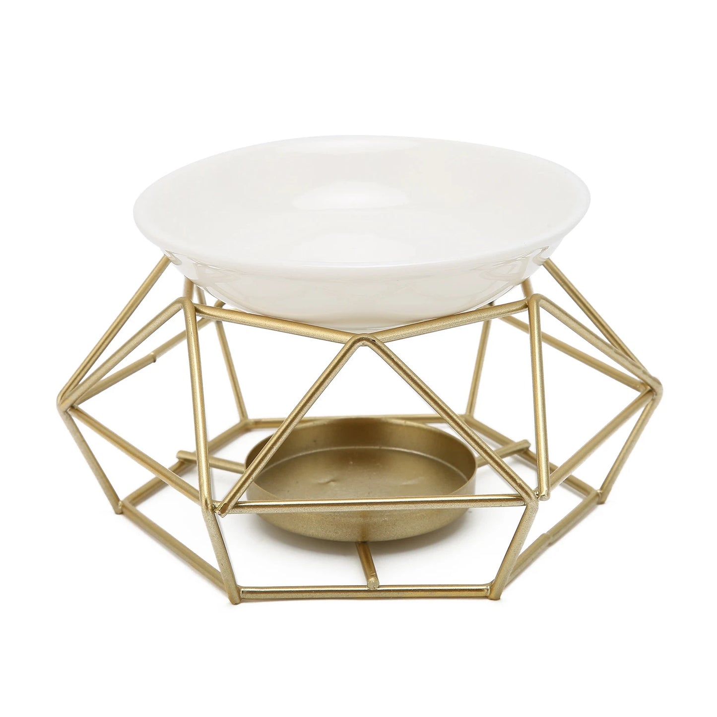 Essential Oil Burner Ceramic Tealight Candle Holder Oil Burner Hollow Out Iron Base Aroma Diffuser For Home Decoration Easily