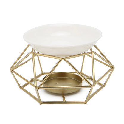 Essential Oil Burner Ceramic Tealight Candle Holder Oil Burner Hollow Out Iron Base Aroma Diffuser For Home Decoration Easily