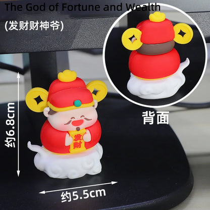 Chinese Deity Figurines Desk Organizer Creative Car Interior Zen Decor Office Stress Relief Ornament Car/Buddha Shrine Decor