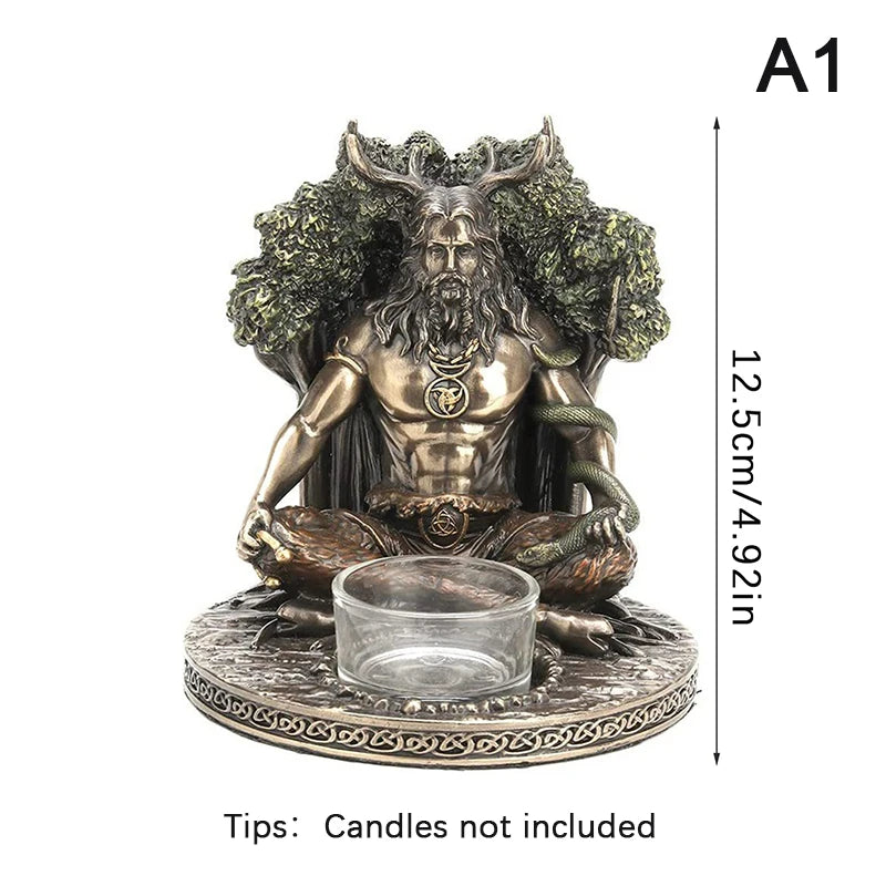 Ancient Rome Sitting Statue Sculpture Celtic God Candles Holder Mythology Goddess Desktop Home Decor Crafts Figurine