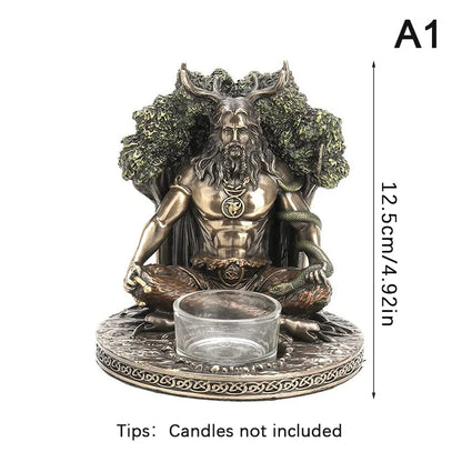Ancient Rome Sitting Statue Sculpture Celtic God Candles Holder Mythology Goddess Desktop Home Decor Crafts Figurine