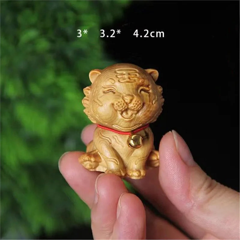 12 Zodiac Wood Carving Set - Rat Cow Tiger Rabbit Dragon Snake Horse Sheep Monkey Chicken Dog Pig Animal Figurines Handmade Gif