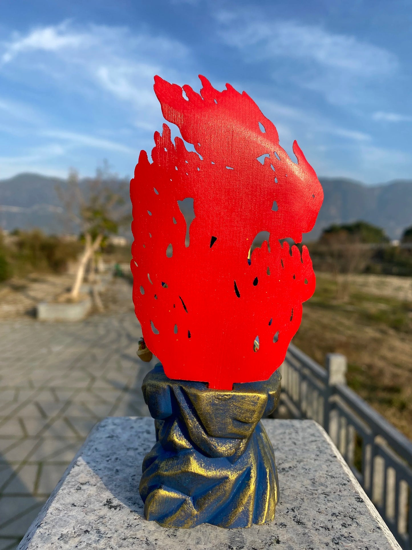 Hand Painted Gilded Fudo Myoo Acalanatha Statue Sculpture Buddhist Wrathful Deity Figurine Ornament for Home Temple Altar Decor