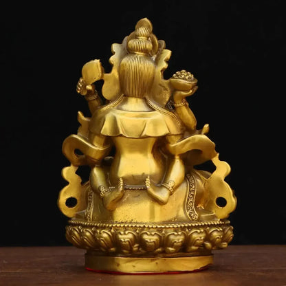 Feng Shui Copper God of Wealth Ornament Tantric Tibetan Five Surnames Home Statue