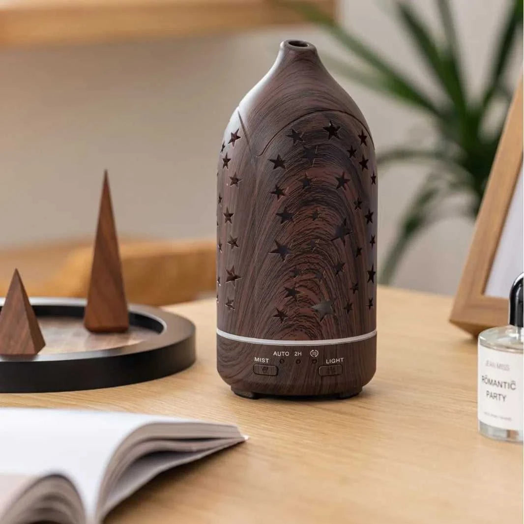  Humidifier with 7 colors LED light 360 ° rotary hollow aromatherapy machine for bedroom humidifier mist spray office wood grain 12000049308404480 30 $ Shop1104653117 Store Stew's Incense