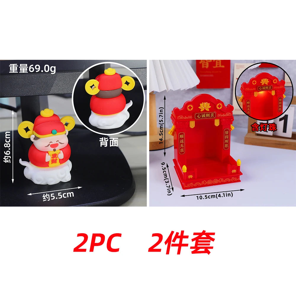 Chinese Deity Figurines Desk Organizer Creative Car Interior Zen Decor Office Stress Relief Ornament Car/Buddha Shrine Decor