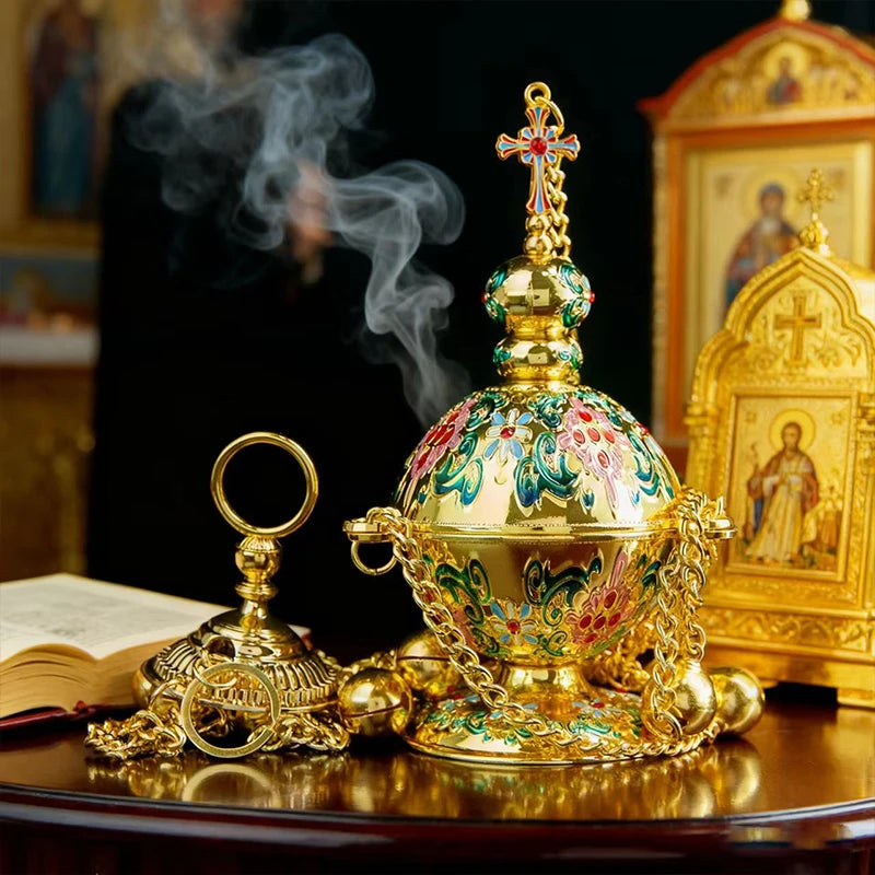 New 2026 Orthodox Church Incense Christian Hanging Incense Burner With Chain Mass Prayer Easter Orthodox Church Incense Burner