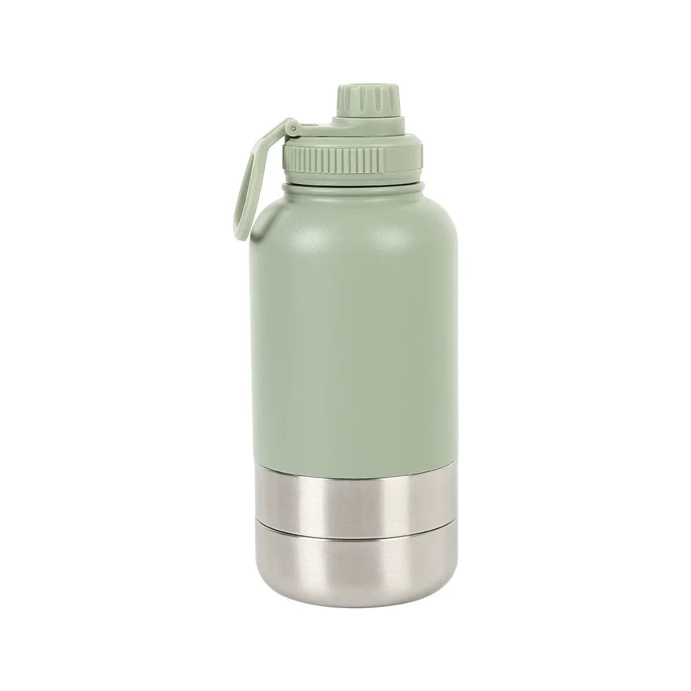 32 oz Portable Stainless Steel Pet Feeder 3-in-1 Style Outdoor Travel Bowl with Insulated Dog Water Bottle
