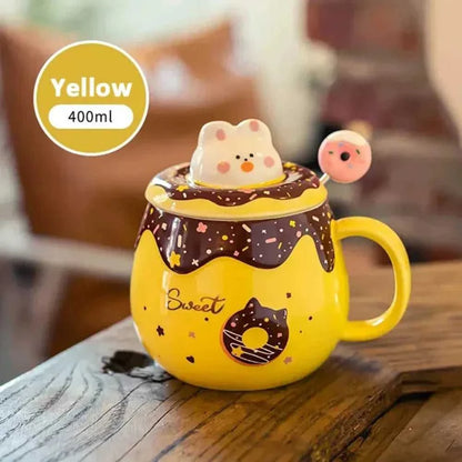 Mug Cartoon Donut Kitten Theme Mug with Lid ONFY060524CMA1-BLU 36 $ Hem Onetify Stew's Incense