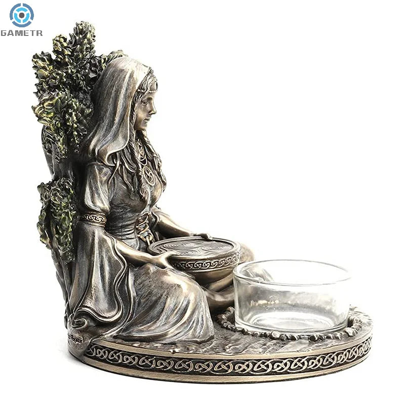 Ancient Rome Sitting Statue Sculpture Celtic God Candles Holder Mythology Goddess Desktop Home Decor Crafts Figurine