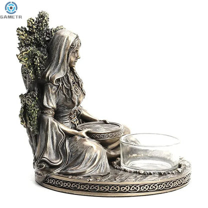 Ancient Rome Sitting Statue Sculpture Celtic God Candles Holder Mythology Goddess Desktop Home Decor Crafts Figurine
