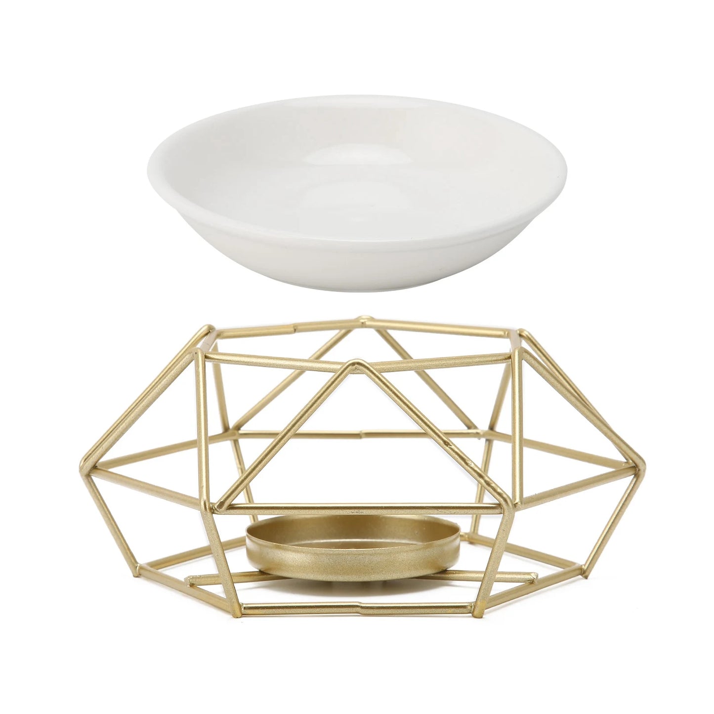 Essential Oil Burner Ceramic Tealight Candle Holder Oil Burner Hollow Out Iron Base Aroma Diffuser For Home Decoration Easily