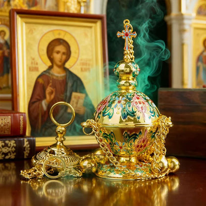 New 2026 Orthodox Church Incense Christian Hanging Incense Burner With Chain Mass Prayer Easter Orthodox Church Incense Burner