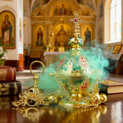 New 2026 Orthodox Church Incense Christian Hanging Incense Burner With Chain Mass Prayer Easter Orthodox Church Incense Burner