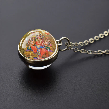 Hinduism Pendants Necklaces for Women Men Ganesha Shiva God Amulet Double Side Glass Ball Pendant India Buddhism Jewelry Gift