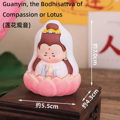 Chinese Deity Figurines Desk Organizer Creative Car Interior Zen Decor Office Stress Relief Ornament Car/Buddha Shrine Decor