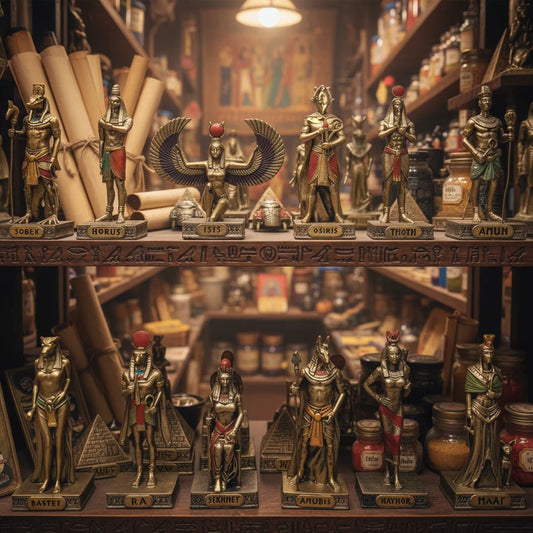 12 pieces-1 set of ancient Egyptian deity statues in resin, perfect for showing.