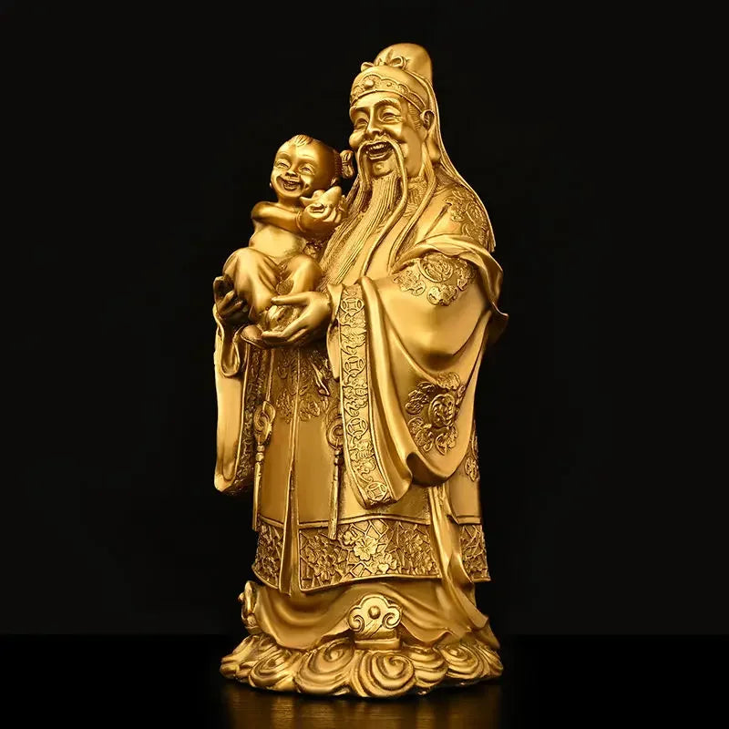Pure Brass God of Fortune and Longevity God of Wealth Statue Longevity Star Nafu Home Decoration