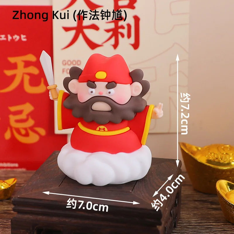 Chinese Deity Figurines Desk Organizer Creative Car Interior Zen Decor Office Stress Relief Ornament Car/Buddha Shrine Decor