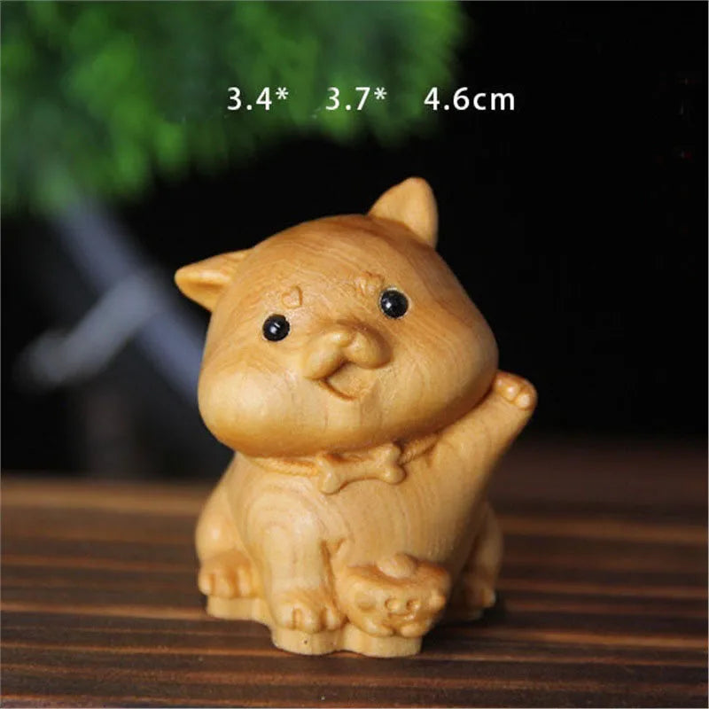 12 Zodiac Wood Carving Set - Rat Cow Tiger Rabbit Dragon Snake Horse Sheep Monkey Chicken Dog Pig Animal Figurines Handmade Gif