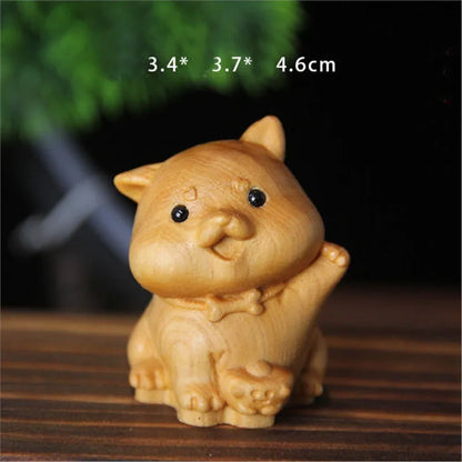 12 Zodiac Wood Carving Set - Rat Cow Tiger Rabbit Dragon Snake Horse Sheep Monkey Chicken Dog Pig Animal Figurines Handmade Gif