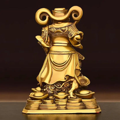 Feng Shui copper Zhao Gongming Ornament Home Living Room Decor Wu Cai God Standing Statue
